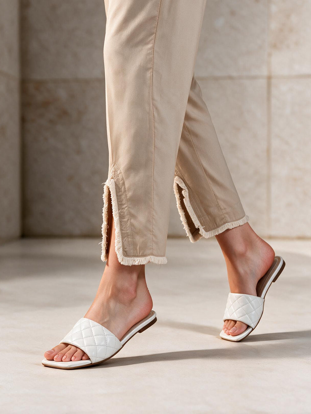 Women Beige Lawn Trouser - OWSP-2203006