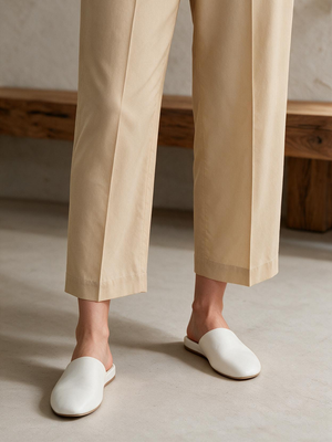 Women Beige Lawn Trouser - OWSP-2406032-1