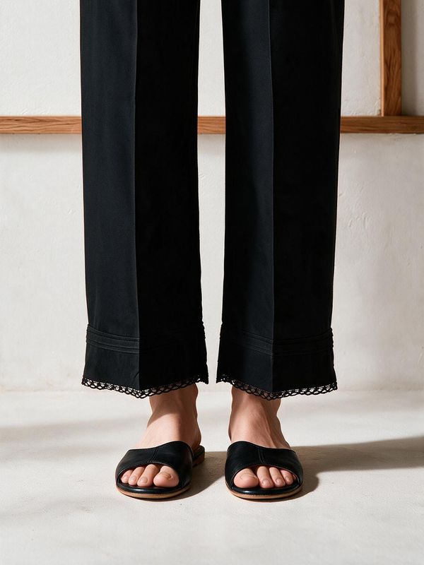 Women Black Cambric Trouser - OWSP-2301023-2