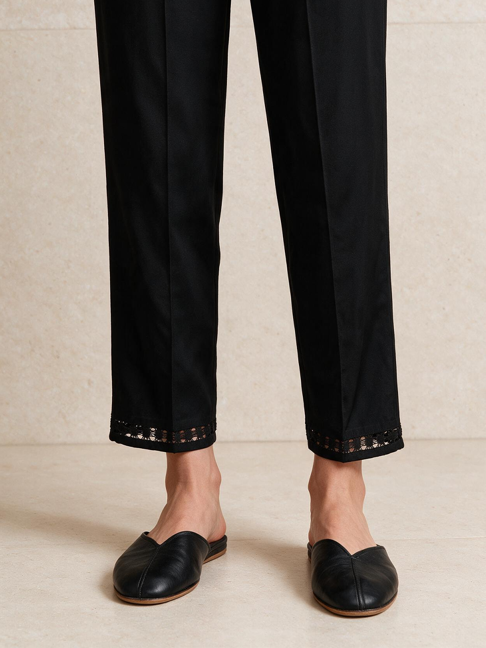Women Black Cambric Trouser - OWSP-2301027