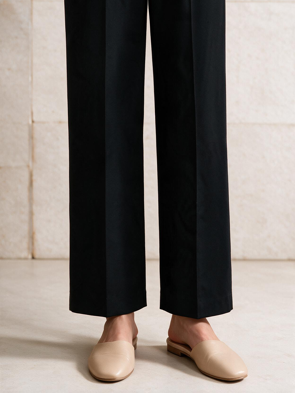 Women Black Lawn Trouser - OWSP-2406032-2