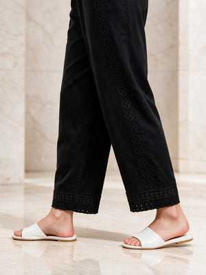 Women Black Lawn Trouser - OWESP-2206031