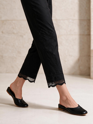 Women Black Lawn Trouser - OWSP-2211029-3