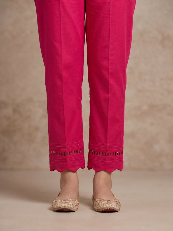Women Dark Pink Cambric Trouser - OWSP-2607016