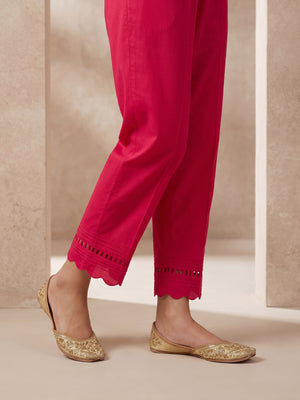 Women Dark Pink Cambric Trouser - OWSP-2607016