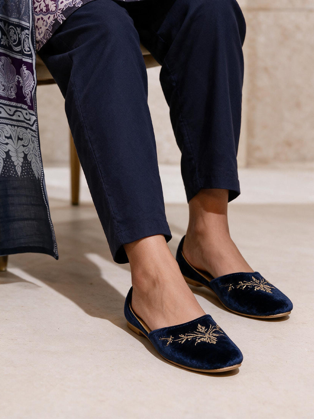 Women Navy Blue Khaddar Trouser - OWKSP-2209014-A