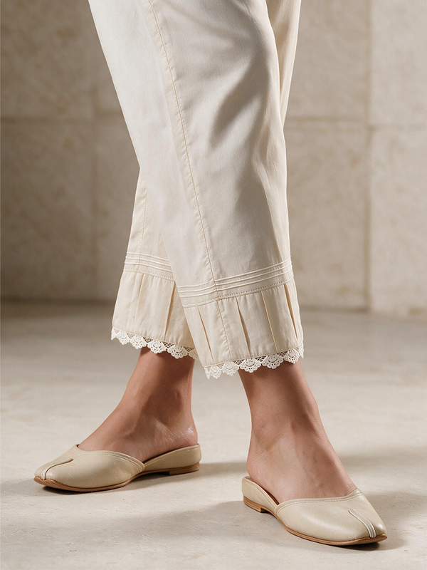 Women Off White Lawn Trouser - OWSP-2203010-1