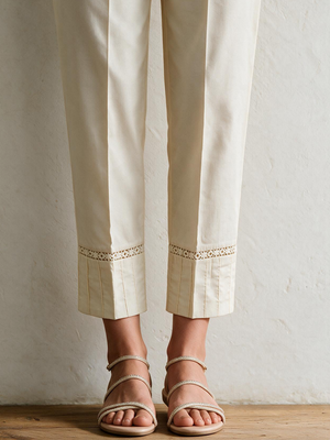 Women Off White Lawn Trouser - OWSP-2310040-1