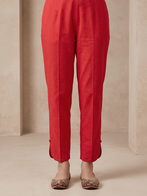 Women Red Cambric Trouser - OWSP-2607013