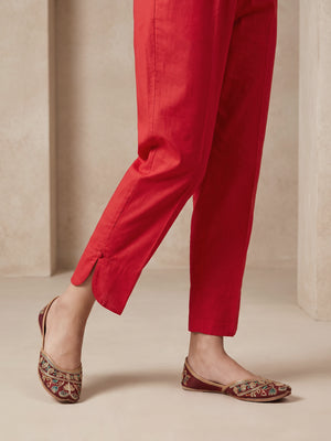 Women Red Cambric Trouser - OWSP-2607013