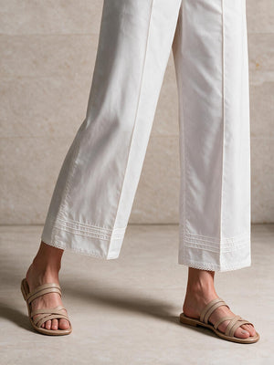 Women White Cambric Trouser - OWSP-2301023