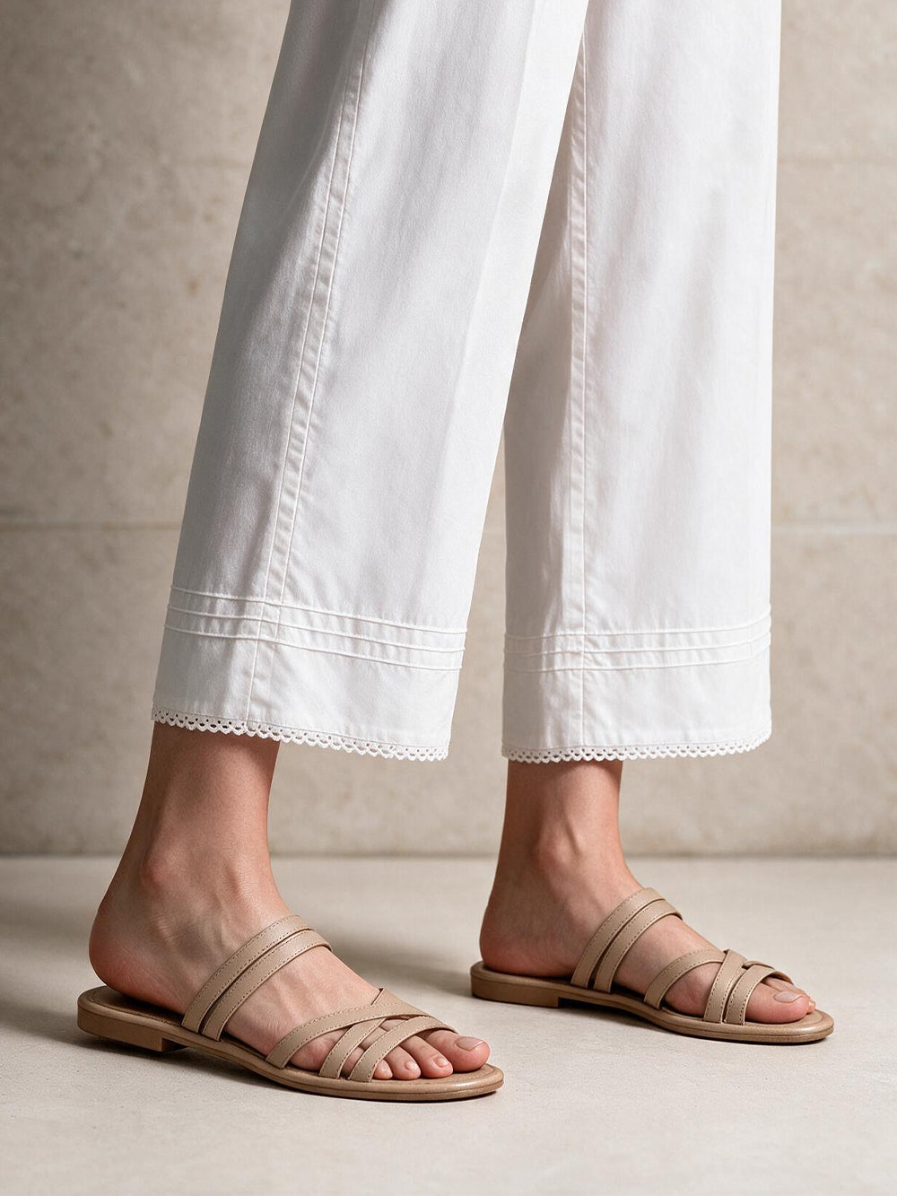 Women White Cambric Trouser - OWSP-2301023