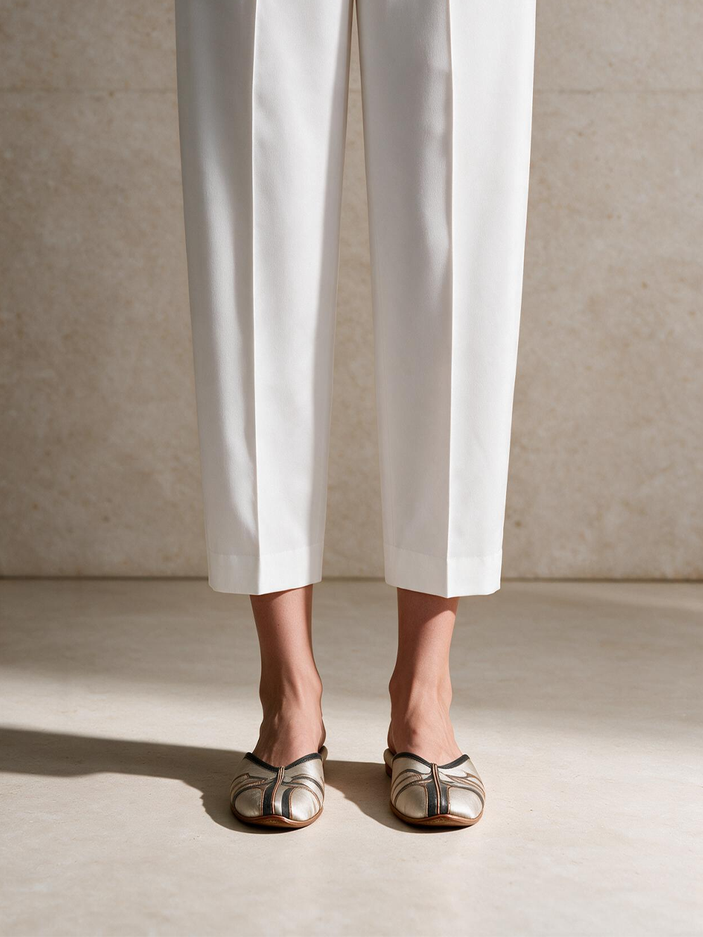 Women White Cambric Trouser - OWSP-2411027
