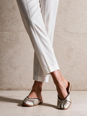Women White Cambric Trouser - OWSP-2411027