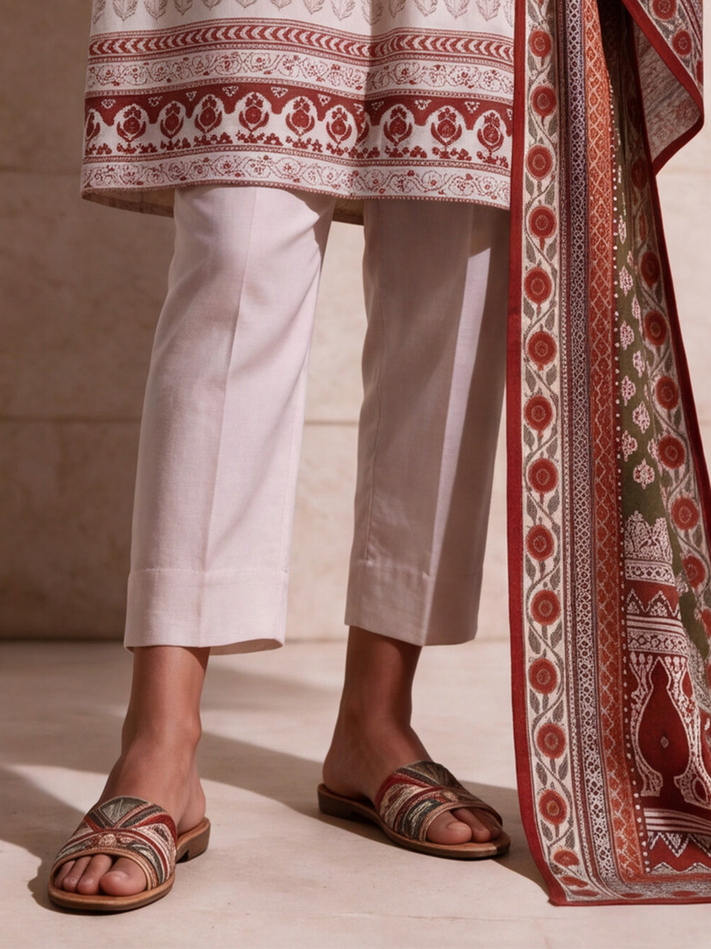 Women White Khaddar Trouser - OWKCP-2209017-A