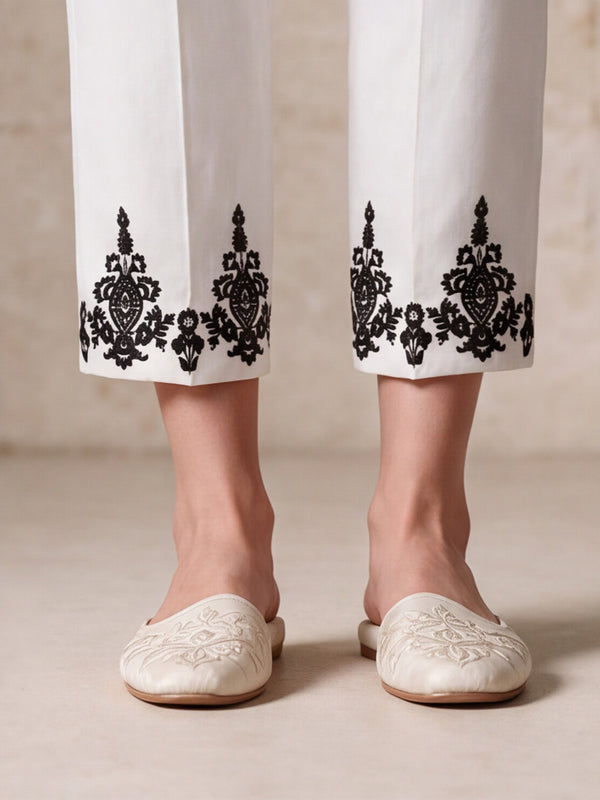 Women White Lawn Trouser - OWESP-2203001