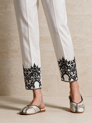 Women White Lawn Trouser - OWESP-2203002