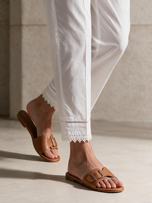 Women White Lawn Trouser - OWSP-2211029-1