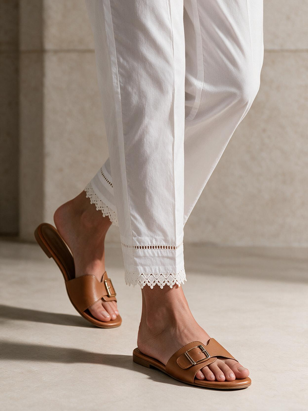 Women White Lawn Trouser - OWSP-2211029-1