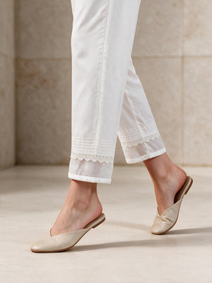 Women White Silk Blend Trouser - OWCP-2208029-1