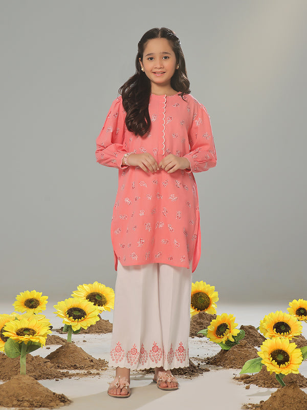 2Pc Embroidered Pret Shirt Trouser Dobby Light Pink - OGE2P-2405015