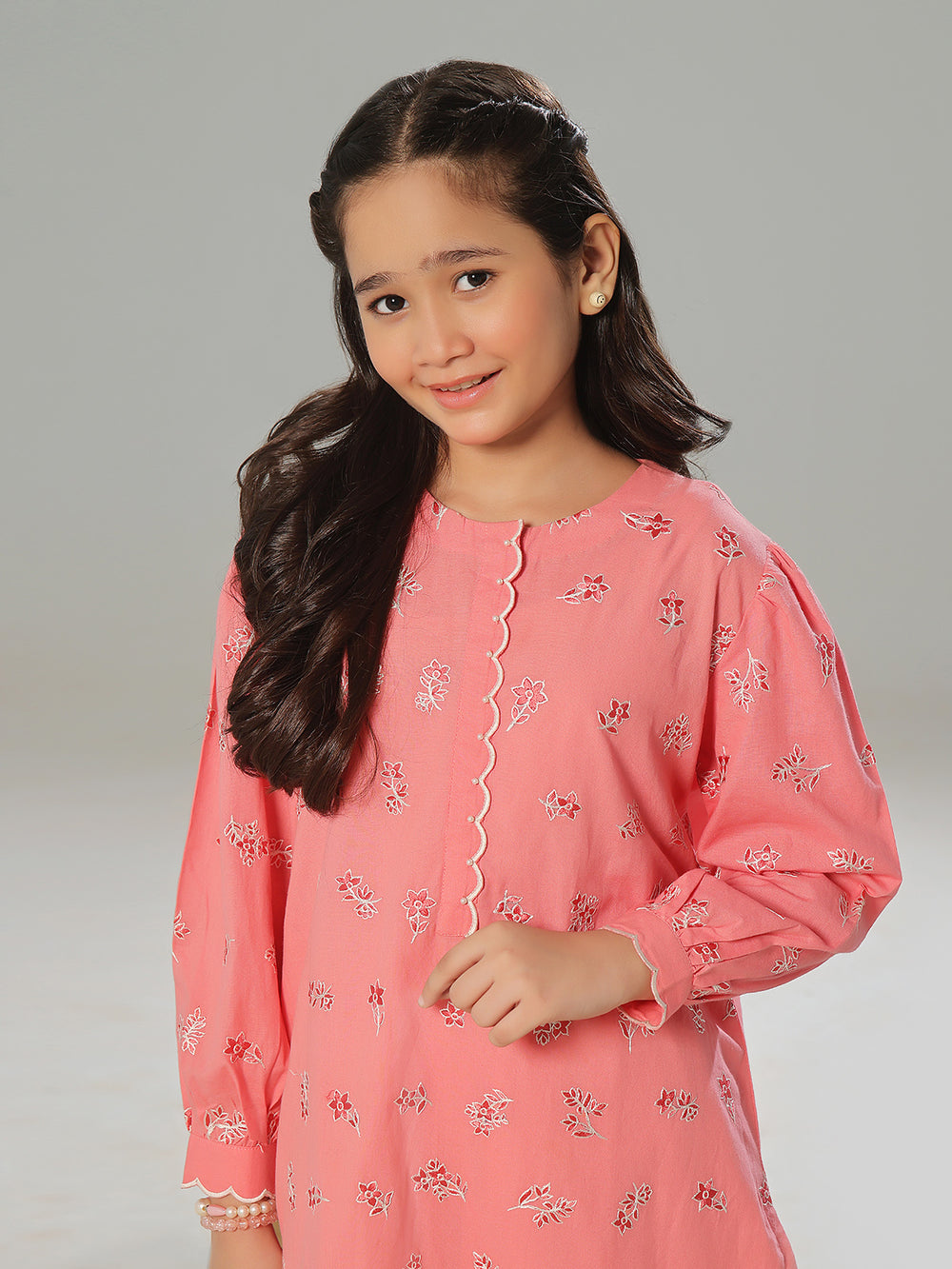 2Pc Embroidered Pret Shirt Trouser Dobby Light Pink - OGE2P-2405015