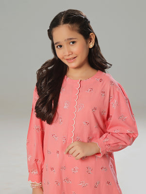 2Pc Embroidered Pret Shirt Trouser Dobby Light Pink - OGE2P-2405015