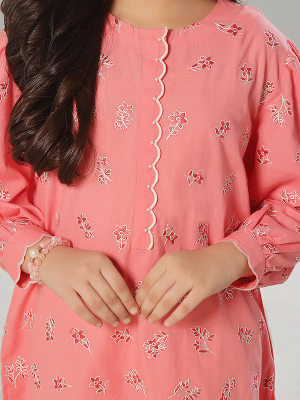 2Pc Embroidered Pret Shirt Trouser Dobby Light Pink - OGE2P-2405015