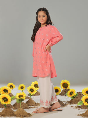 2Pc Embroidered Pret Shirt Trouser Dobby Light Pink - OGE2P-2405015