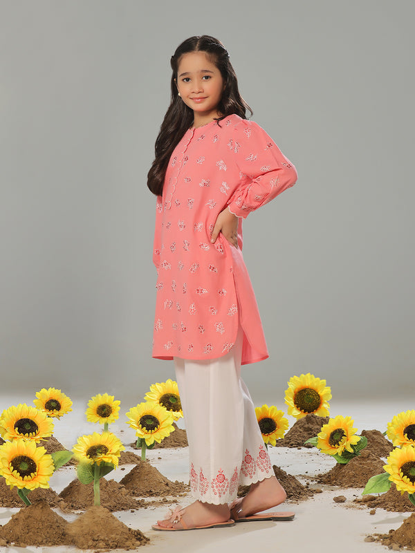 2Pc Embroidered Pret Shirt Trouser Dobby Light Pink - OGE2P-2405015