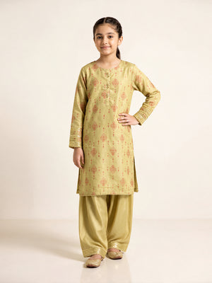 2Pc Fancy Pret Shirt Trouser Masoori Mehandi - OGE2PG-2403012
