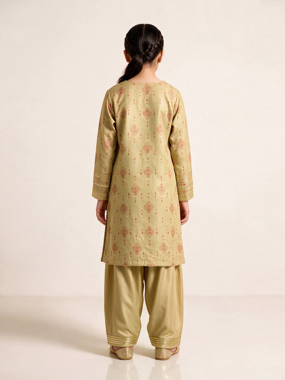 2Pc Fancy Pret Shirt Trouser Masoori Mehandi - OGE2PG-2403012