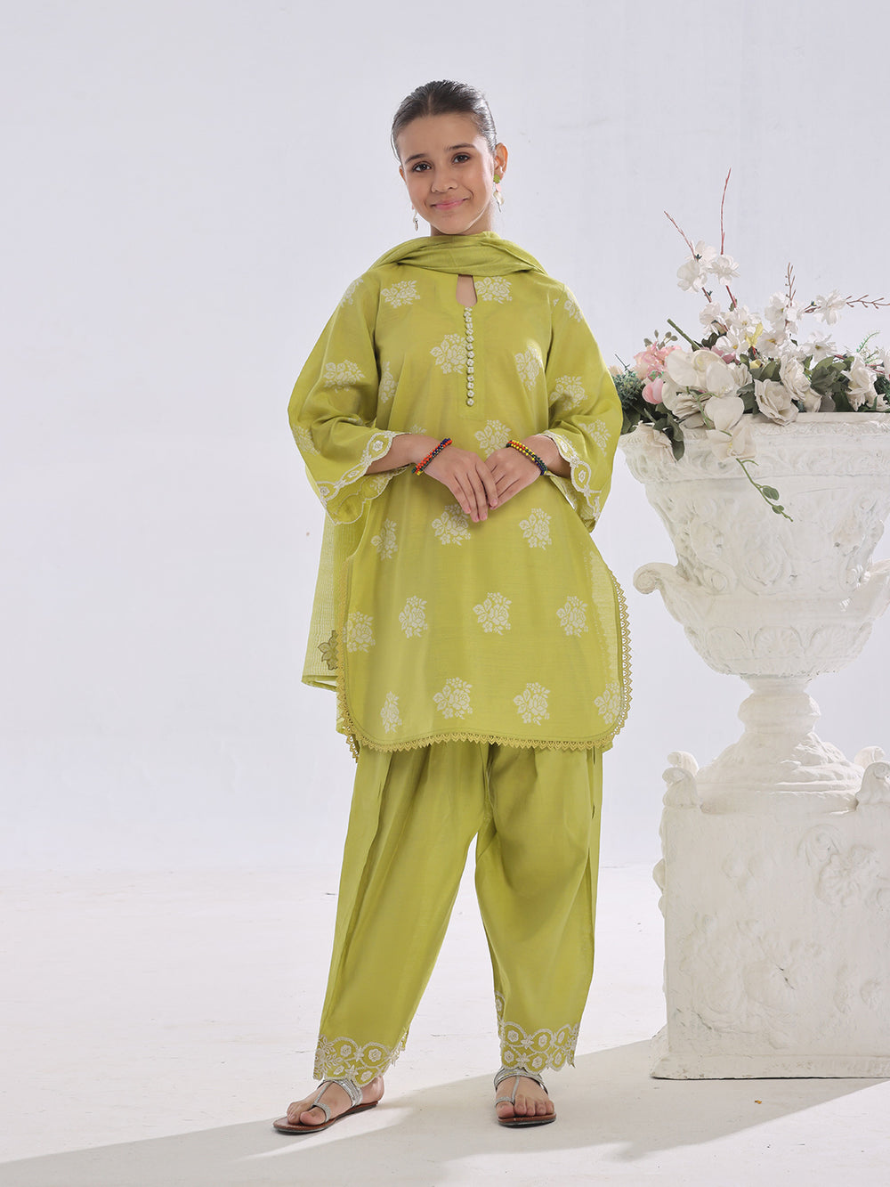 3Pc Embroidered Suit Pret Cotton Silk Jacquard Lemon - OGE3P-2410017