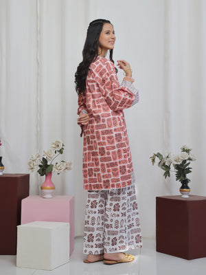 2Pc Printed Pret Shirt Trouser Lawn Orange - OG2P-2506009