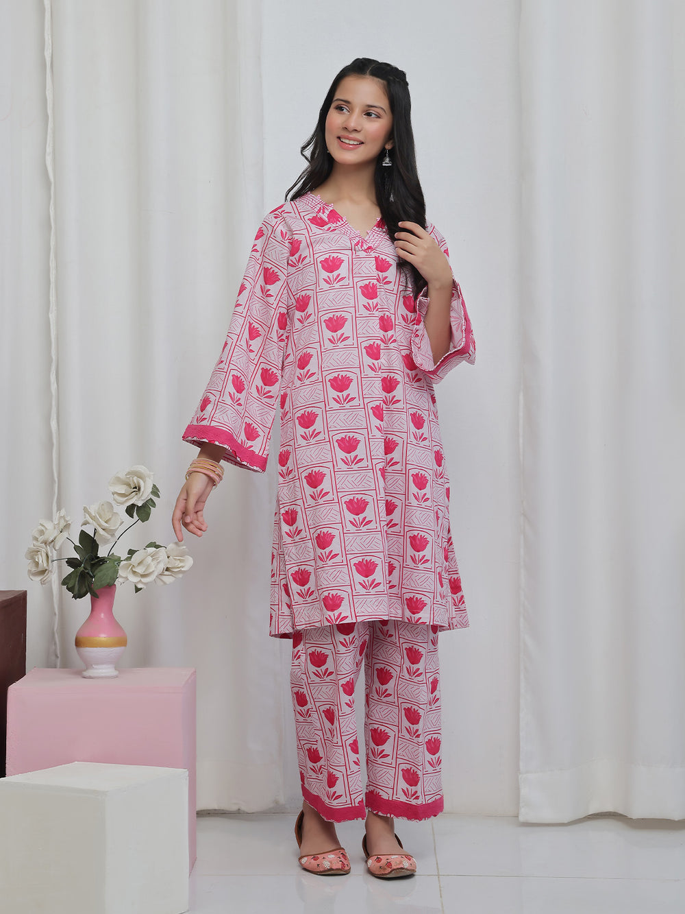 2Pc Printed Pret Shirt Trouser Lawn Pink - OG2P-2506012