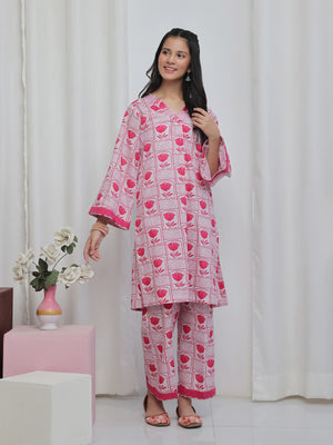 2Pc Printed Pret Shirt Trouser Lawn Pink - OG2P-2506012
