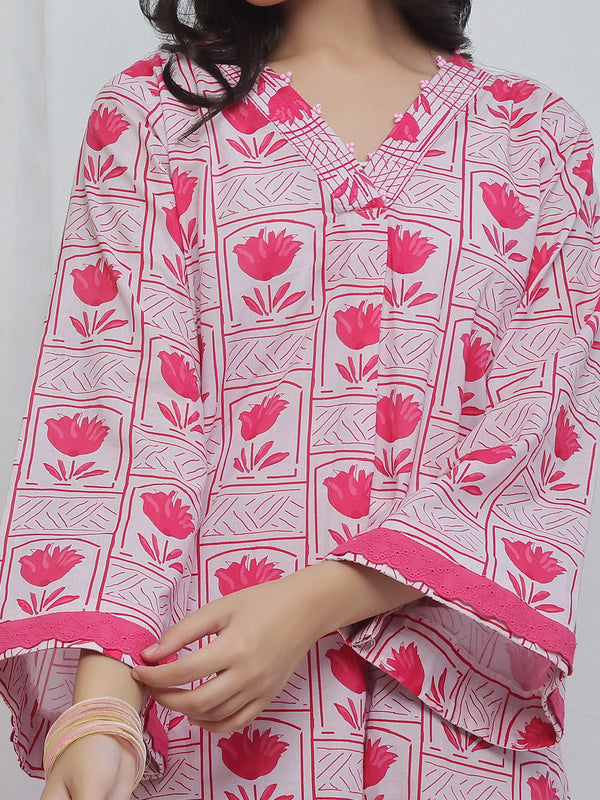 2Pc Printed Pret Shirt Trouser Lawn Pink - OG2P-2506012