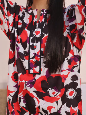 2Pc Printed Pret Shirt Trouser Lawn Red & Black - OG2P-2412006-2