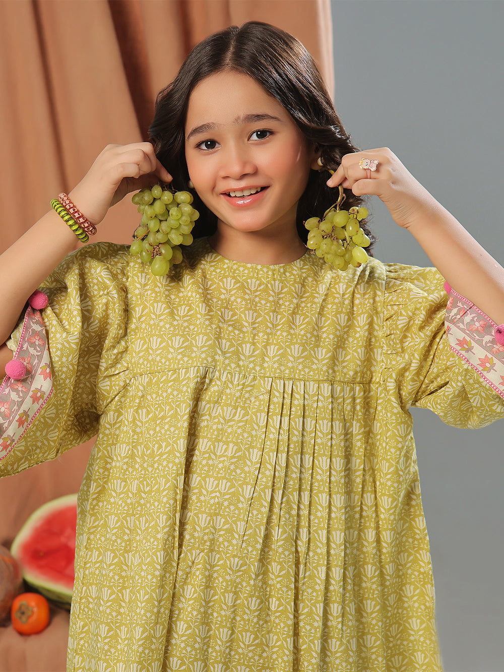 2Pc Printed Pret Shirt Trouser Cambric Mehandi - OG2P-2410027