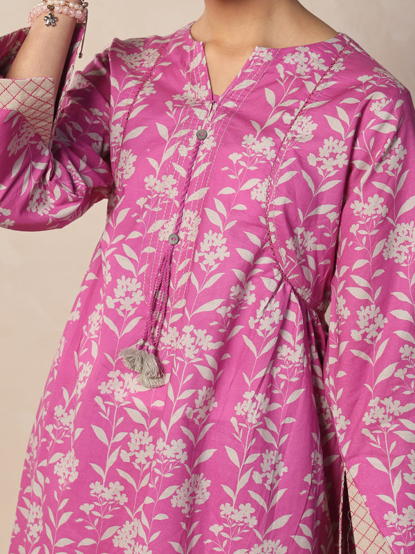 2Pc Printed Pret Shirt & Trouser Lawn Magenta - OG2P-2412056