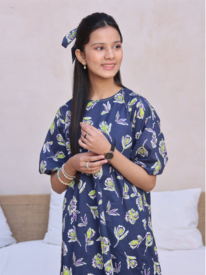 1Pc Printed Pret Kurti Lawn Blue - OGKT-2412061