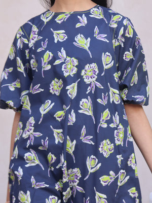 1Pc Printed Pret Kurti Lawn Blue - OGKT-2412061