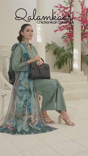 3Pc ChickenKaari Unstitched Suit Lawn Green - OCBL3P-6431-A