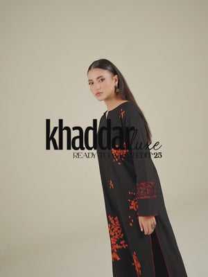2Pcs Embroidered Pret Shirt Trouser Khaddar Black - OWE2P-25120001-NR-01