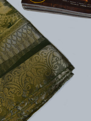 1Pc Formal Pret Dupatta Organza Jacquard Green - OWDT-2411028