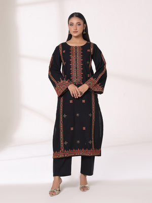 2Pcs Embroidered Pret Shirt Trouser Khaddar Black - OWE2P-25120002-NR-02