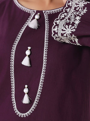 2Pcs Embroidered Pret Shirt Trouser Khaddar Purple - OWE2P-25120003-NR-03