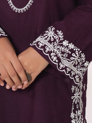 2Pcs Embroidered Pret Shirt Trouser Khaddar Purple - OWE2P-25120003-NR-03