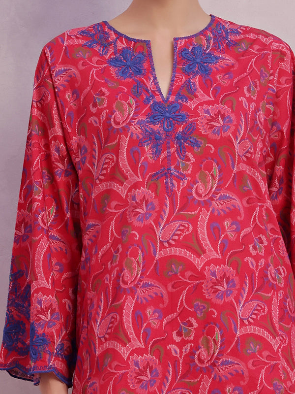 2Pc Embroidered Pret & Unstitched Shirt Trouser Lawn Red