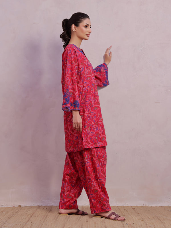 2Pc Embroidered Pret & Unstitched Shirt Trouser Lawn Red